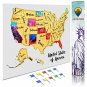 Travelisimo Scratch off Map of the United States, 12x17 US Watercolor Poster for