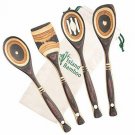Island Bamboo Pakka Wooden Spoons Set - Exotic Pakkawood Utensils for Serving &