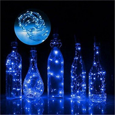 Nurluce Wine Bottle Cork Lights Blue 12 Pack 20 LED Fairy Lights Battery Operate