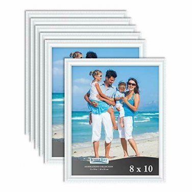 Icona Bay 8x10 Picture Frames (White, 6 Pack), Beautifully Detailed Molding, Pic