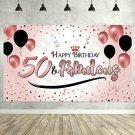 50th Birthday Black Gold Party Decoration, Extra Large Fabric Black Gold Sign Po