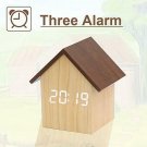 【Upgraded House Style Design】 Digital Alarm Clock, with Wooden Electronic LED Ti