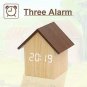 【Upgraded House Style Design】 Digital Alarm Clock, with Wooden Electronic LED Ti
