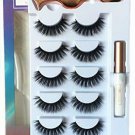 3D Fake Eyelashes With Glue Thick Full False Eyelashes With Glue 5 Pairs Reusabl