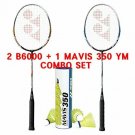 YONEX Basic 6000 Mavis 350 Yellow Medium Shuttlecock Badminton Combo Set