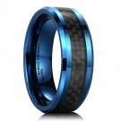 King Will Gentleman 8mm Black/Blue Carbon Fiber Tungsten Carbide Wedding Band Ri