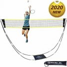 MOISO Portable Badminton Net Set with Stand Carry Bag, Folding Volleyball Tennis