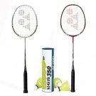 YONEX 2 Nanoray 20 with Mavis 350 Yellow Medium Shuttle Badminton Combo Set