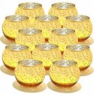 YOBZUO Round Gold Votive Candle Holders Bulk, Mercury Glass Tealight Candle Hold