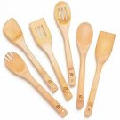 Riveira Wooden Spoons for Cooking 6-Piece Bamboo Utensil Set Apartment Essential