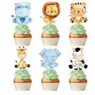 Baby Safari Jungle Animals Cupcake Toppers Forest Theme Birthday Party Supplies