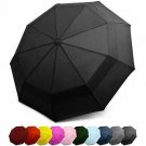 EEZ-Y Windproof Travel Umbrella - Compact Double Vented Folding Umbrella w/Auto