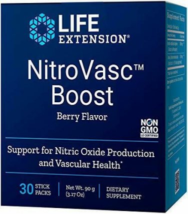 Life Extension Nitrovasc Boost (Berry Flavor), 30 Gram, 30 Stick Packs