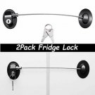 Refrigerator Door Locks(2-Pack Black),Mini Fridge Lock, File Cabinet Lock, Drawe