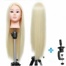 ERSIMAN 27" Cosmetology Synthetic Fiber Blonde Hair Mannequin Head Manikin Train