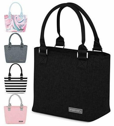 Simple Modern 4L Cara Lena Lunch Bag for Women - Black Insulated Lunch Box - Mid