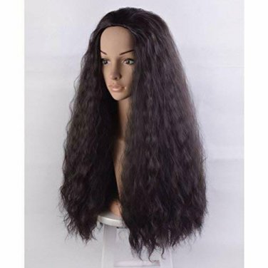 Long Curly Brown Wig for Black Women Halloween Cosplay Costume Wig (Dark Brown)