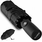 Compact Travel Umbrella w/Teflon Coating Windproof 9 Ribs - Auto Open Close Butt