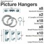 Picture Hanging Kit with Hooks, Nails, Sawtooth Hangers, Screw Eyes, and Wire