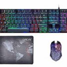 Gaming Keyboard and Mouse Mousepad Combo Mechanical Feeling Rainbow LED Backligh