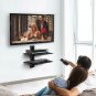 PERLESMITH Floating Wall Mounted Shelf Double AV Shelf with Strengthened Tempere