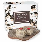 Huey House Orb Candle Holders & Tray Decor Set (16 inch Decorative Bowl & 2 Sphe