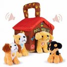 Plush Creations Plush Dog House Carrier with 4 Soft and Cuddly, Talking and Bark