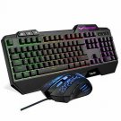 Havit Keyboard Rainbow Backlit Wired Gaming Keyboard Mouse Combo, LED 104 Keys U
