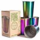 Rainbow Stainless Steel Cups 10 oz 4-Pack | Ideal for Kids | Eco-friendly, Healt
