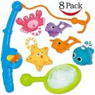 Bath Toy, Fishing Floating Squirts Toy and Water Scoop with Organizer Bag(8 Pack