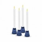 LampLust Glass Taper Candle Holders - Blue Colored Glass, Reversible Tea Light H
