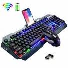 Wireless Keyboard and Mouse,Rainbow LED Backlit Rechargeable Keyboard Mouse with