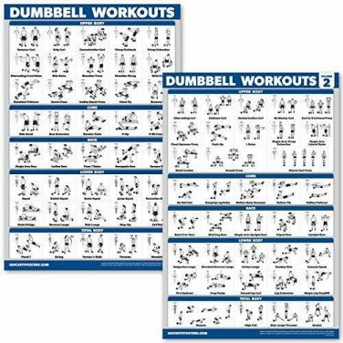 QuickFit 2 Pack Dumbbell Workout Exercise Posters - Volume 1 & 2 - Free Weight B