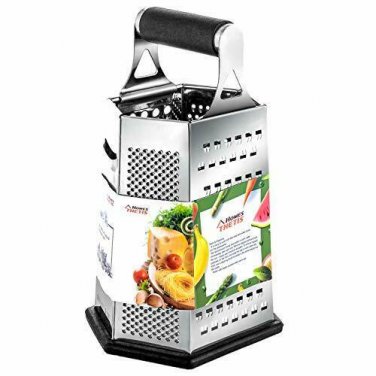 Kitchen Box Grater, Stainless Steel Cheese Grater - 6 Sides Stand Grater with Ru