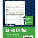 Adams Sales Order Book, 3-Part, Carbonless, 4-3/16" X 7-3/16" Inch, 50 Sets, Whi