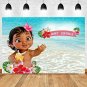 MMY 5x3ft Baby Moana Backdrop 1st Birthday Party Banner Supplies Summer Sea Blue