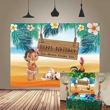 GYA 5x3ft Moana Happy Birthday Backdrop 1st Birthday Party Sea Summer Photograph