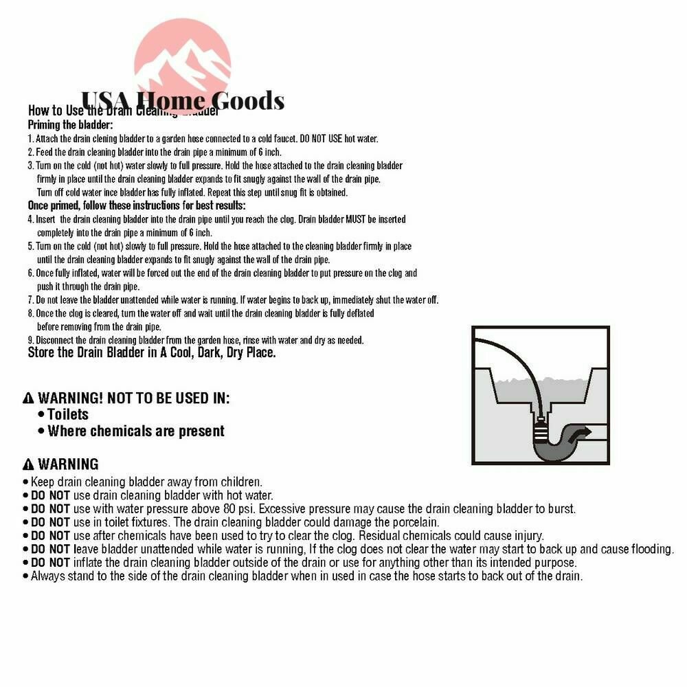 HUSKY Large Drain Bladder Solid Rubber Reliable Safe Garden Hose Pipe Tools