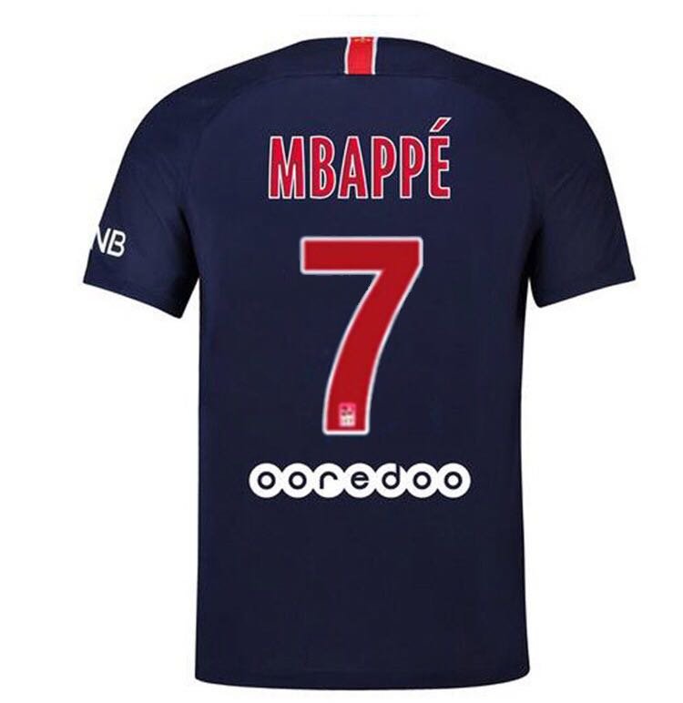 Mens Mbapp&Atilde;&copy; #7 Paris Saint-Germain Soccer Jersey Home