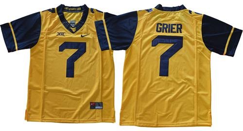 West Virginia Mountaineers #7 Will Grier Yellow Stitched College Jersey