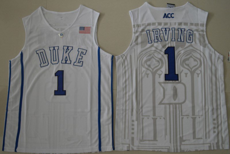 Men's Duke Blue Devils #1 Kyrie Irving White Basketball Elite Stitched ...