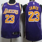 Men's 18-19 Lakers #23 LeBron James Purple Basketball Jersey