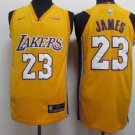 Men's 18-19 Lakers #23 LeBron James Yellow Basketball Jersey