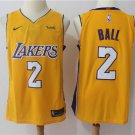 Men's Los Angeles Lakers #2 Lonzo Ball Yellow Basketball Jersey