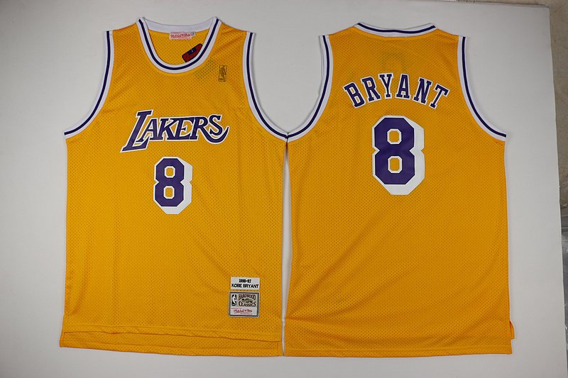 Men's Los Angeles Lakers #8 Kobe Bryant Gold Throwback Jersey