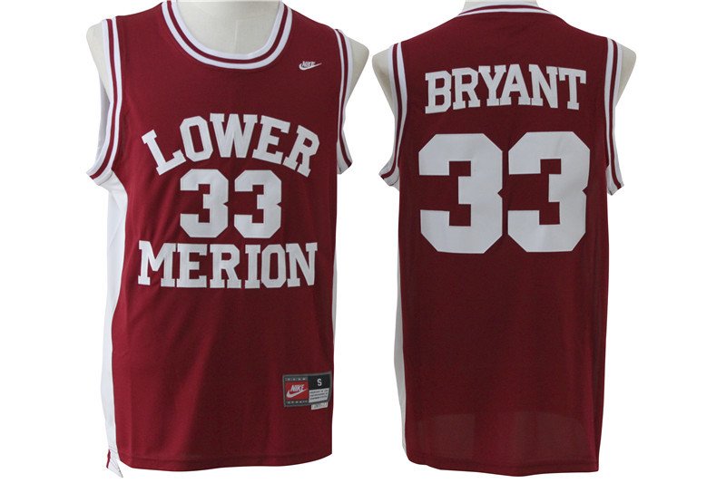 Lower Merion #33 Kobe Bryant Red Basketball Stitched Men Jersey
