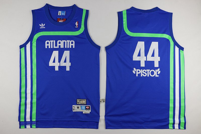 Hawks #44 Pete Maravich Light Blue "Pistol" Soul Swingman Stitched Men Jersey