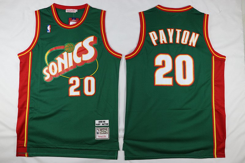 Men's Oklahoma City Thunder #20 Gary Payton Green SuperSonics Jersey