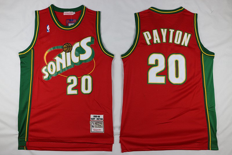 Men's Oklahoma City Thunder #20 Gary Payton Red SuperSonics Jersey