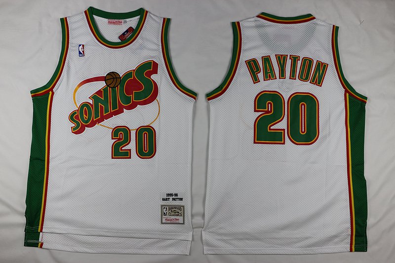 Men's Oklahoma City Thunder #20 Gary Payton White SuperSonics Jersey